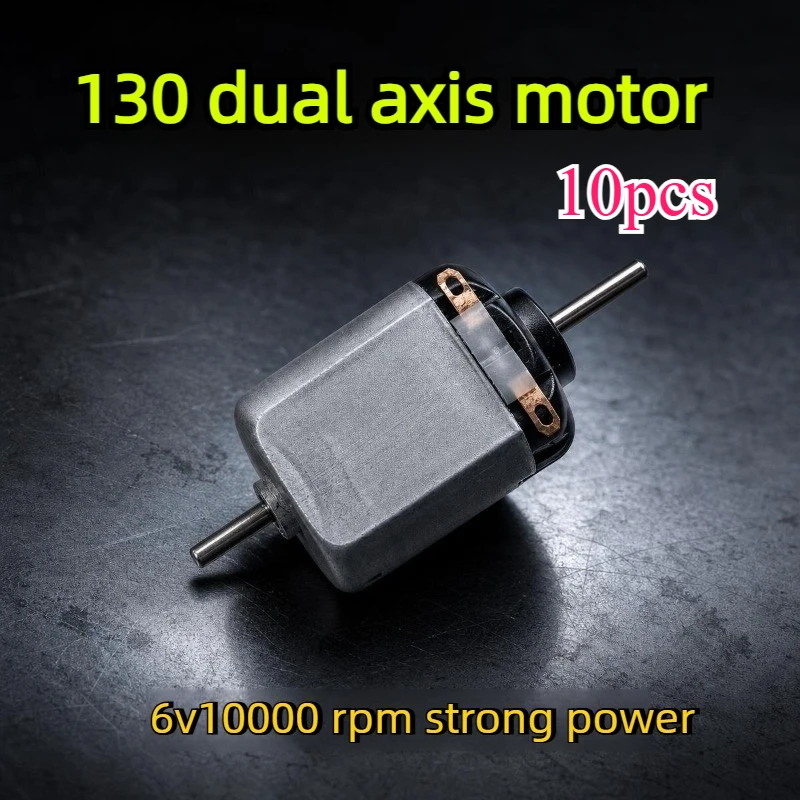 10pcs 130 DC Motor 6V 10000RPM Dual Shaft, Mini Electric Motor for DIY Toy, Science Experiment, Model Making