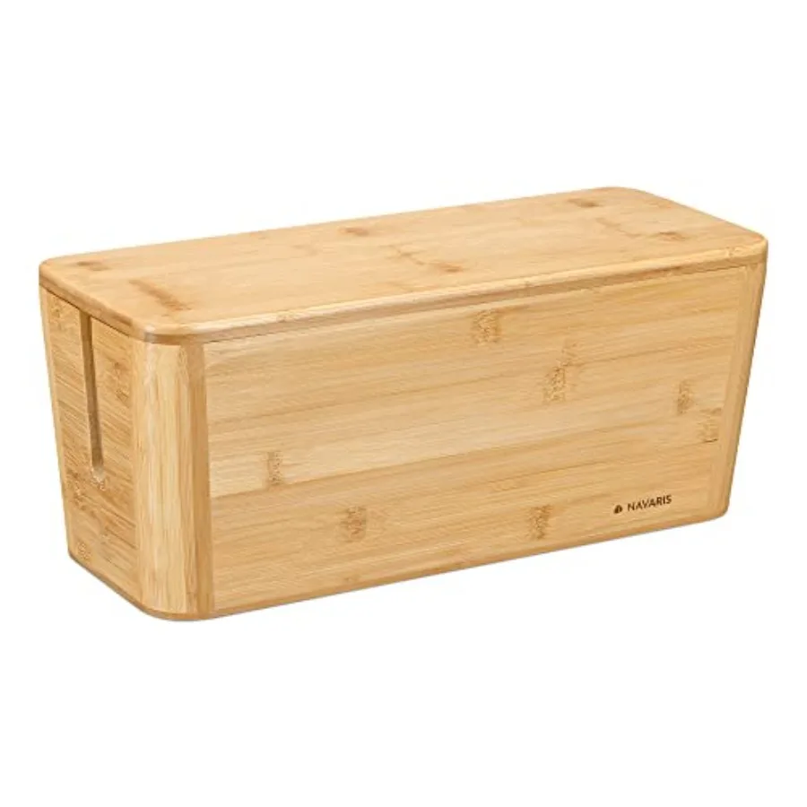 

Коробка для хранения кабелей - Бамбуковый органайзер для проводов, удлинителей, зарядных устройств и сетевых кабелей - 15,5 дюймов x