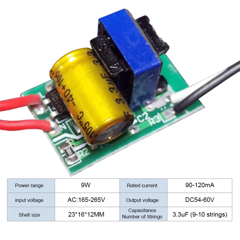 LED Driver Non isolato 5-28W 220-90-120mA A165-265V alimentatore LED 3.3uF trasformatori di illuminazione a LED per lampada a LED Blub