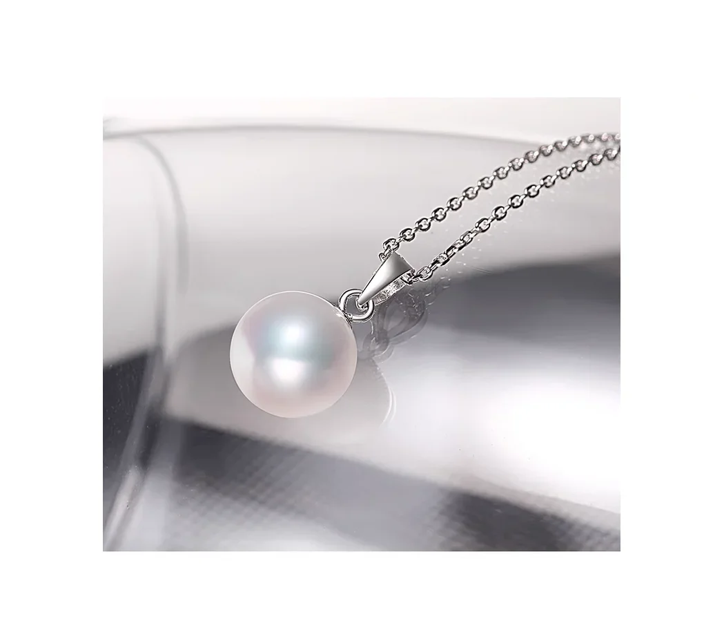 

Genuine Cultured Pearl 10-11mm Round White Pearl Pendant Necklace Jewelry Gift 925 Sterling Silver