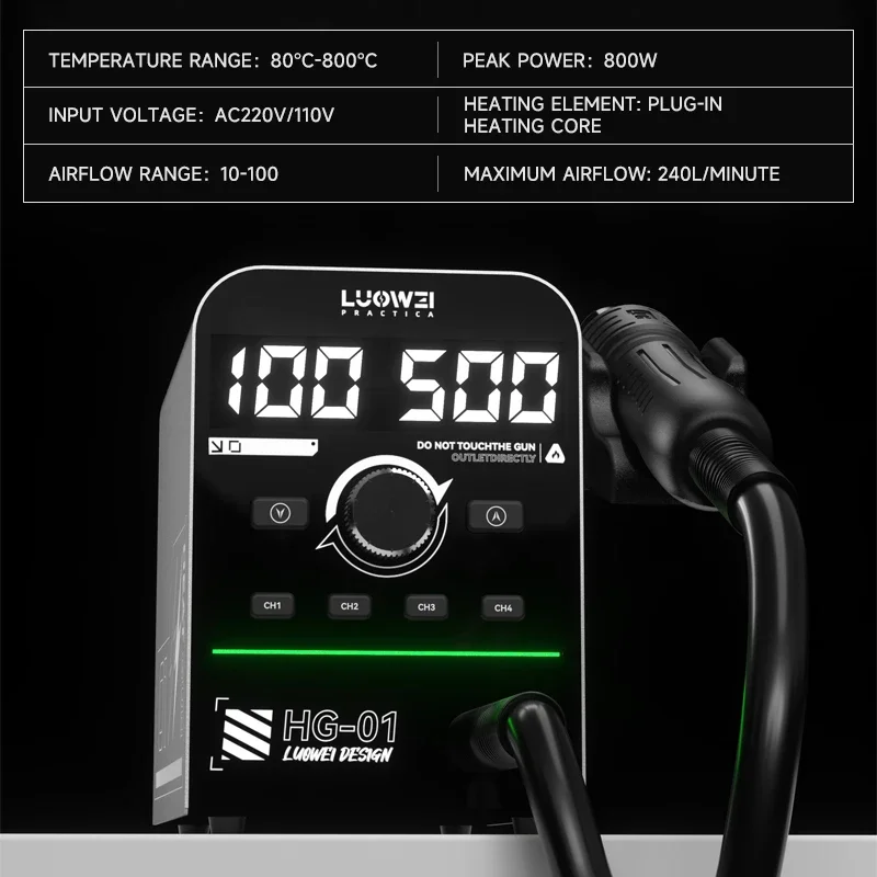 LUOWEI HG-01 800W 휴대 전화 BGA 수리를위한 뜨거운 공기 디 솔더링 스테이션 스마트 디지털 디스플레이 고전력 가열 플랫폼