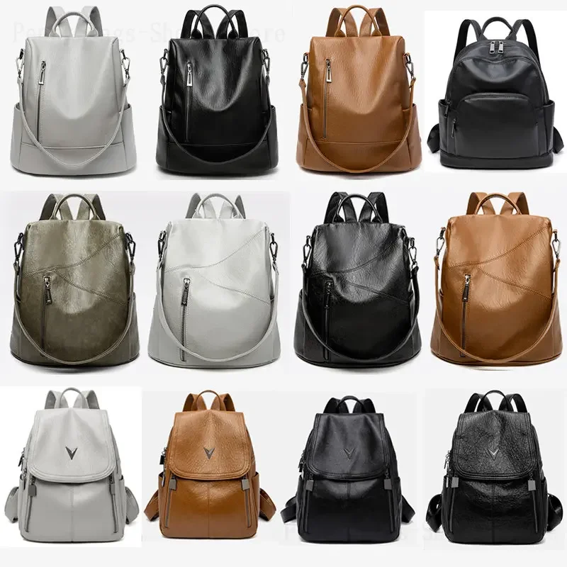 Backpack Women's Backpack Laptop Backpack New Versatile Soft Leather Large Capacity Bag Leisure Bag Travel Bag