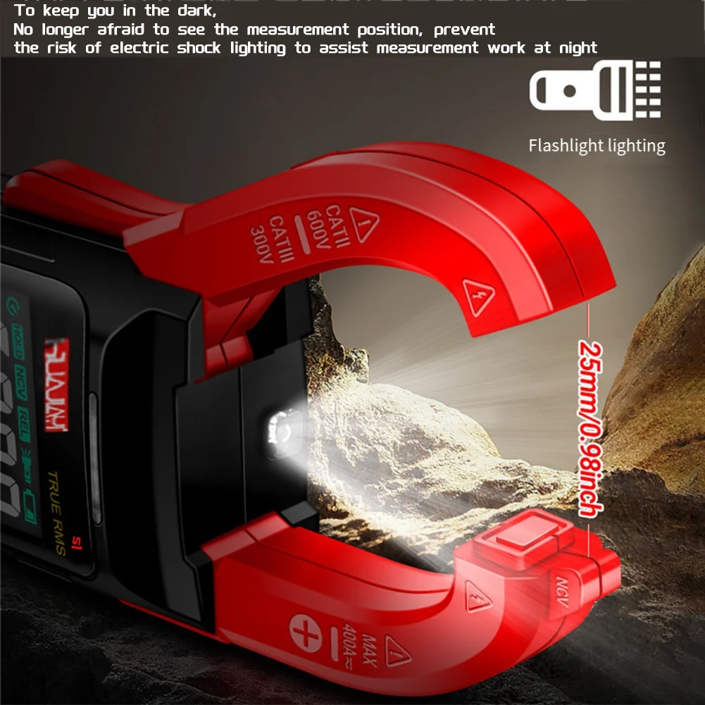 Imagem -03 - Huajiayi-smart Digital Alicerça Amperímetro Clamp Meter Ampermetric Multímetro Amp Capacitância Ohm Tester ac dc