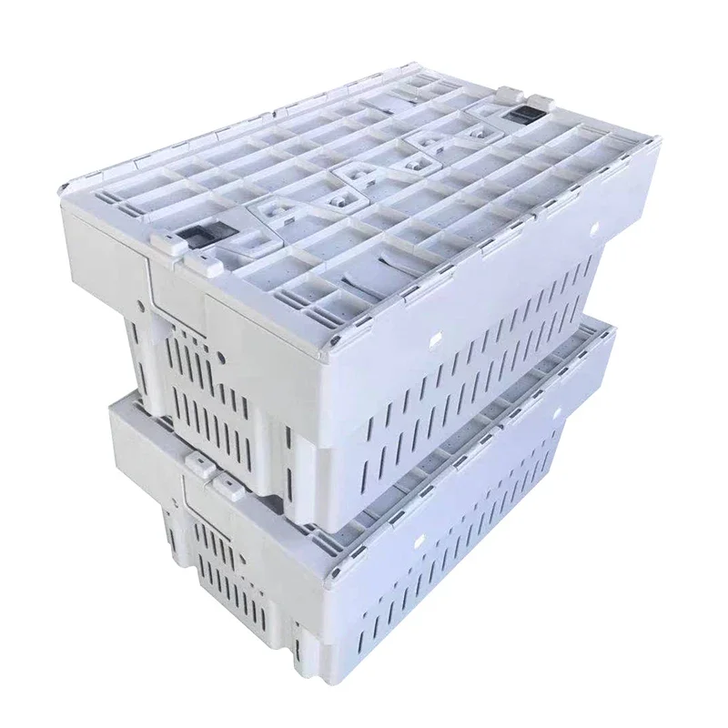 Heavy Duty Turnover Fresh Fish Lobster Plastic Collapsing Folding Storage Basket Crate Turnover Box