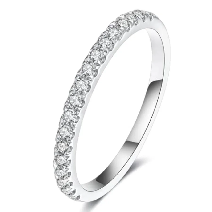 

IMOLOVE Lab Grown Diamond Wedding Bands, 0.3-0.42 Carat, Eternity Rings in 18K White Gold and Sterling Silver Size 4