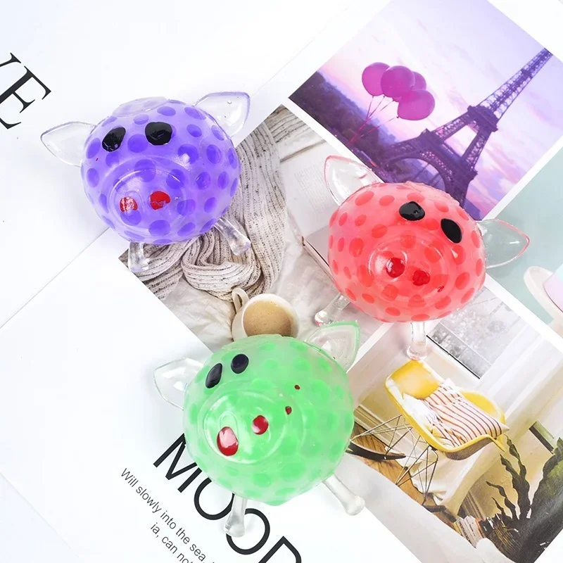 1pc Vent Piggy Toy Jello Pig Cute Anti Stress Water Pig Rainbow Grape Ball Vent Toy Decompression Sticky Funny Gift Squeeze Toys