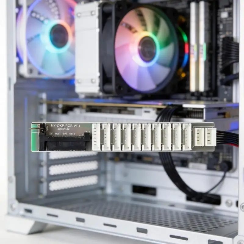 Fan Routing Board for PC Case Cooling, 6-Pin Distribution Panel with 96X14.5Mm Board Size and Black White Internal Layout Area