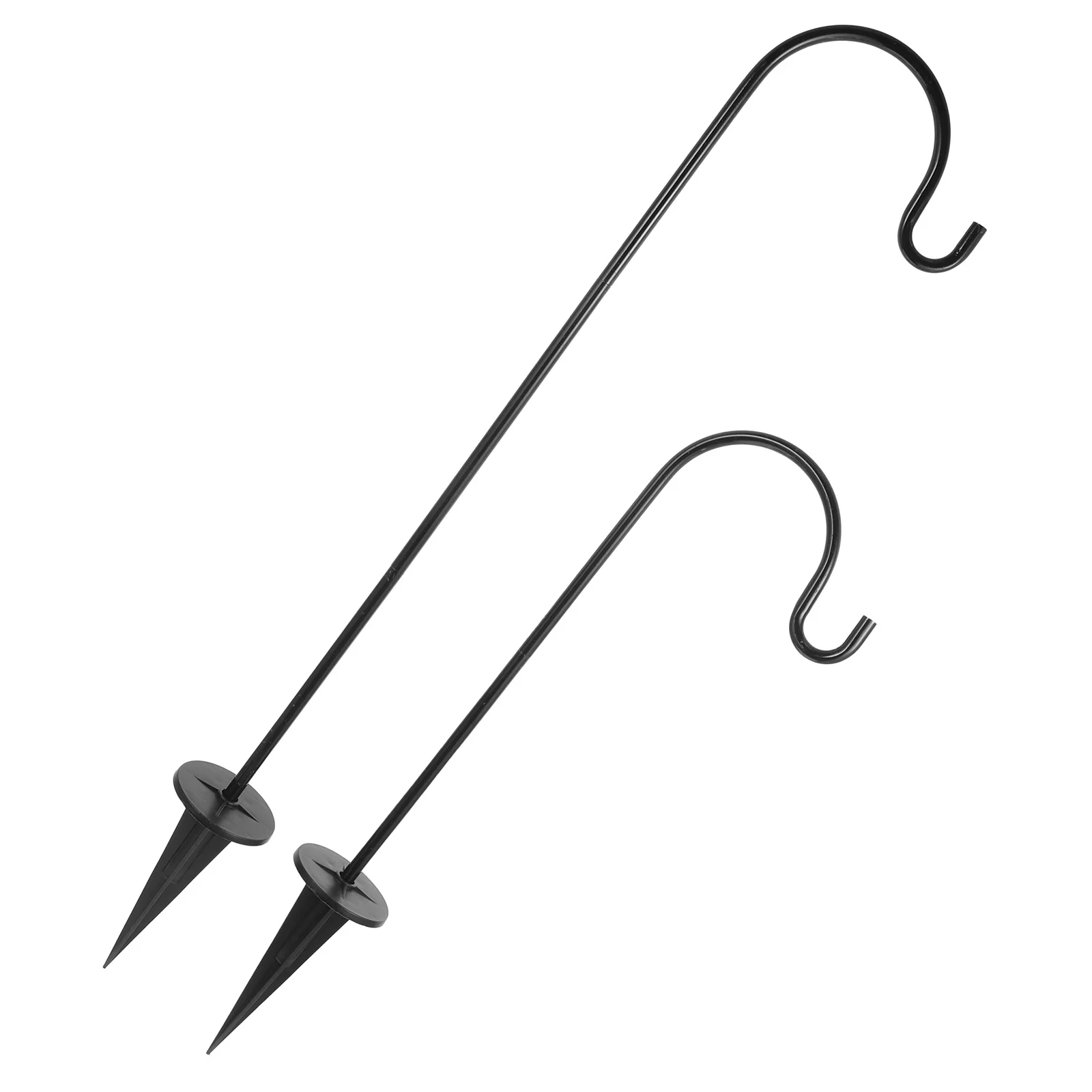 2 Pcs Metal Iron Floor Plug Short Shepards Hooks for Outdoor Garden Stake Hangers Shepherd