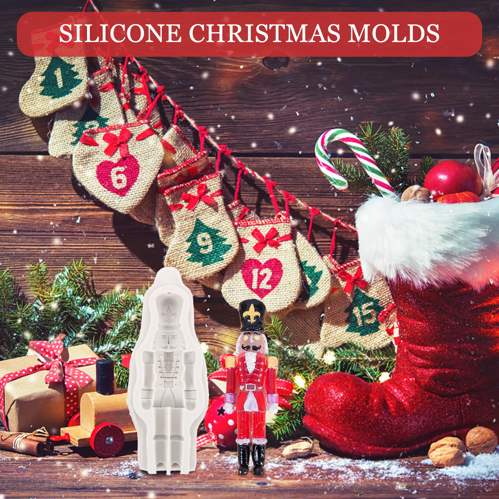 

2pcs Nutcracker Soldier Mold Silicone Christmas Craft Mold For Diy Epoxy Resin Ornament Making Jewelry Accessories Handmade Tool