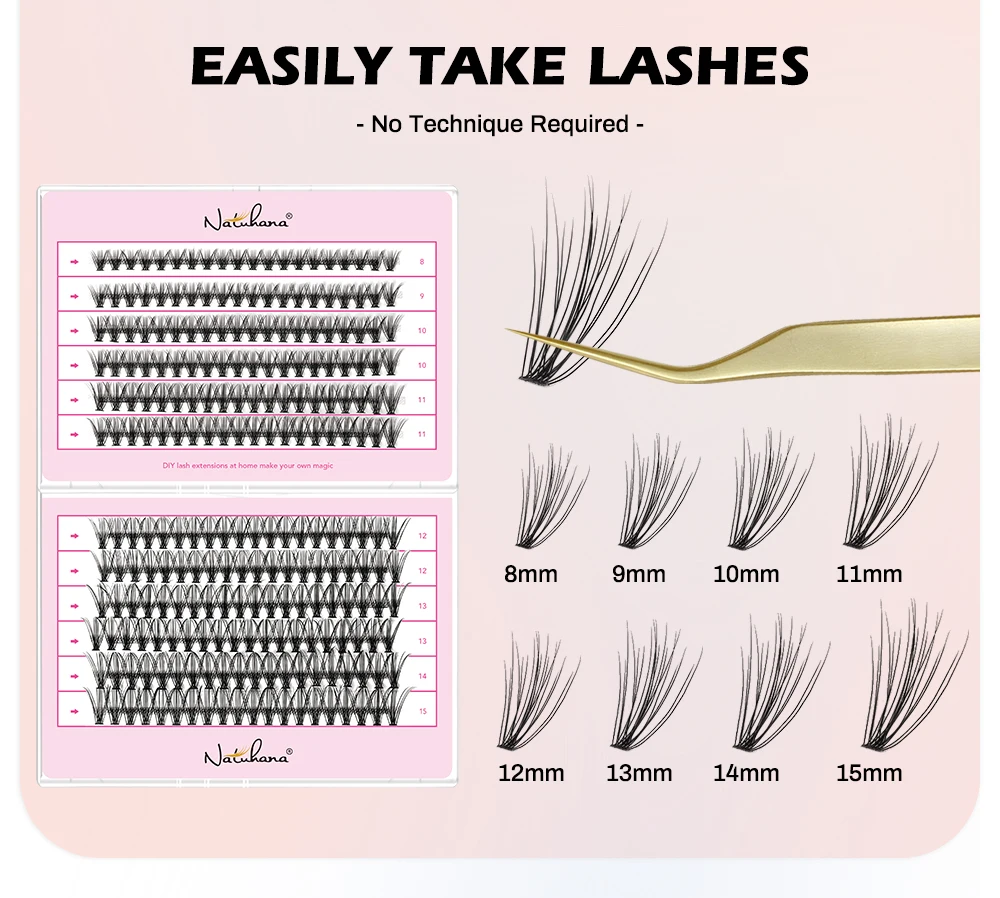 NATUHANA 10D 20D 30D 40D Cluster Wimpern DIY Nerz Einzelne Wimpern Vorgefertigte Volumen Fan Faux Cils für Make-up-Tools – Detail 8