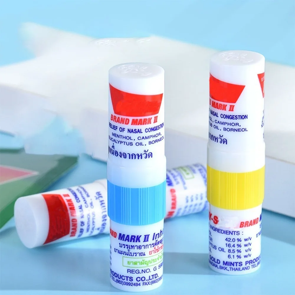 تايلاند النعناع اسطوانة 1 قطعة ستة ألوان احتقان الأنف الدماغ والأنف شفط فئة الأنف منعش الطلاب جهاز استنشاق الأنف البارد