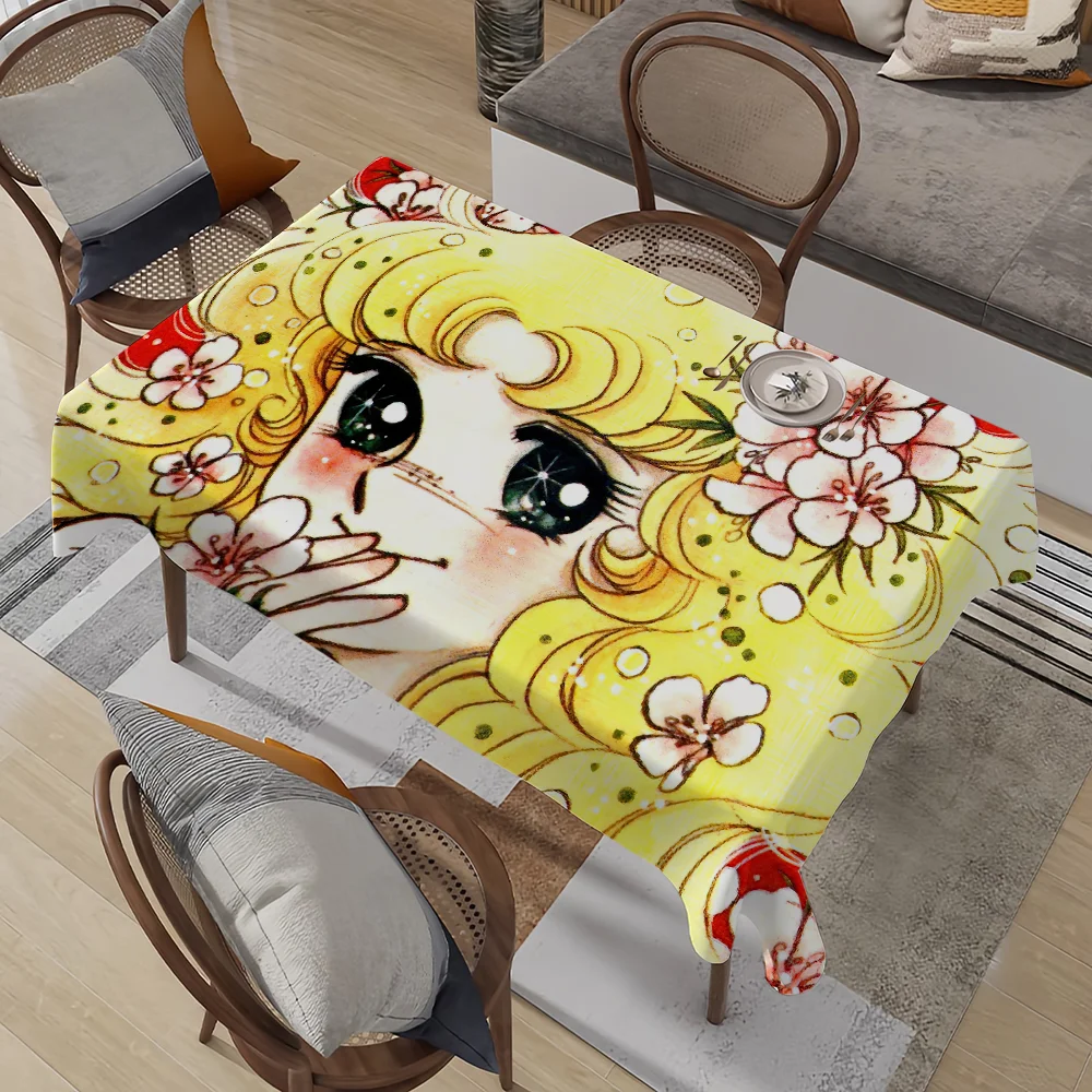 Cartoon süße Süßigkeiten Süßigkeiten Anime Tischdecke schmutzabweisend dekorative waschbare Tischdecken Geburtstag Party Esstisch