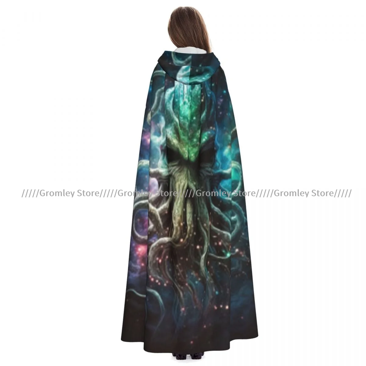 Cosmic Dreamscape Cthulhu Octopus Witch Cloak Hooded Cosplay Costume Halloween Adult Long Party Cape