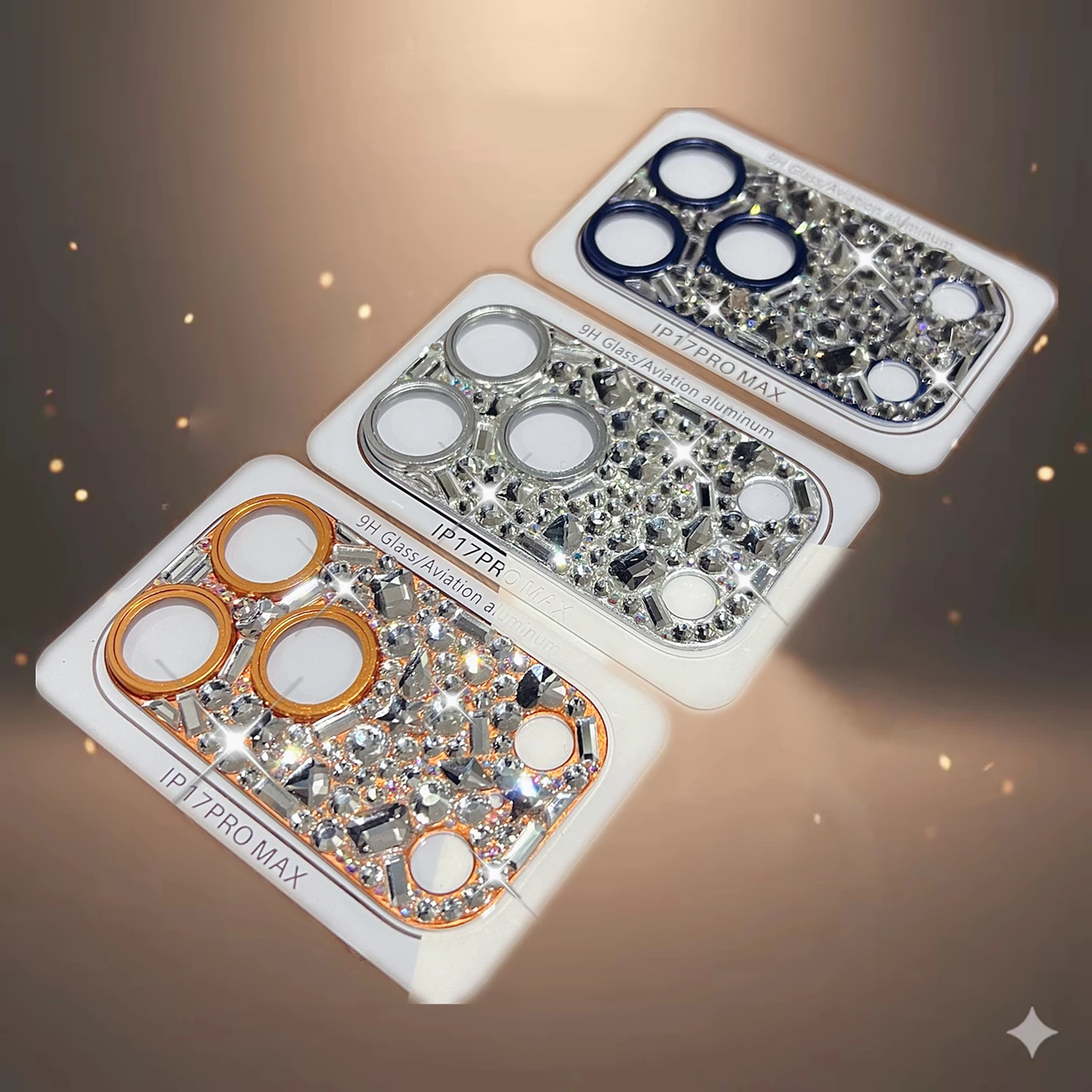 Metal Hollow Out Rear Camera Lens Protector for iPhone 17 Pro Max 17Pro Rhinestone Lens Cover Screen Protector Lens Ring Film
