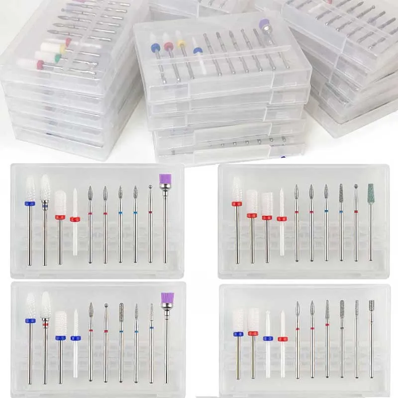 

10 шт. фреза для маникюра набор керамических сверл для ногтей щетка для очистки Алмазная мельница аксессуары для удаления гель-лака