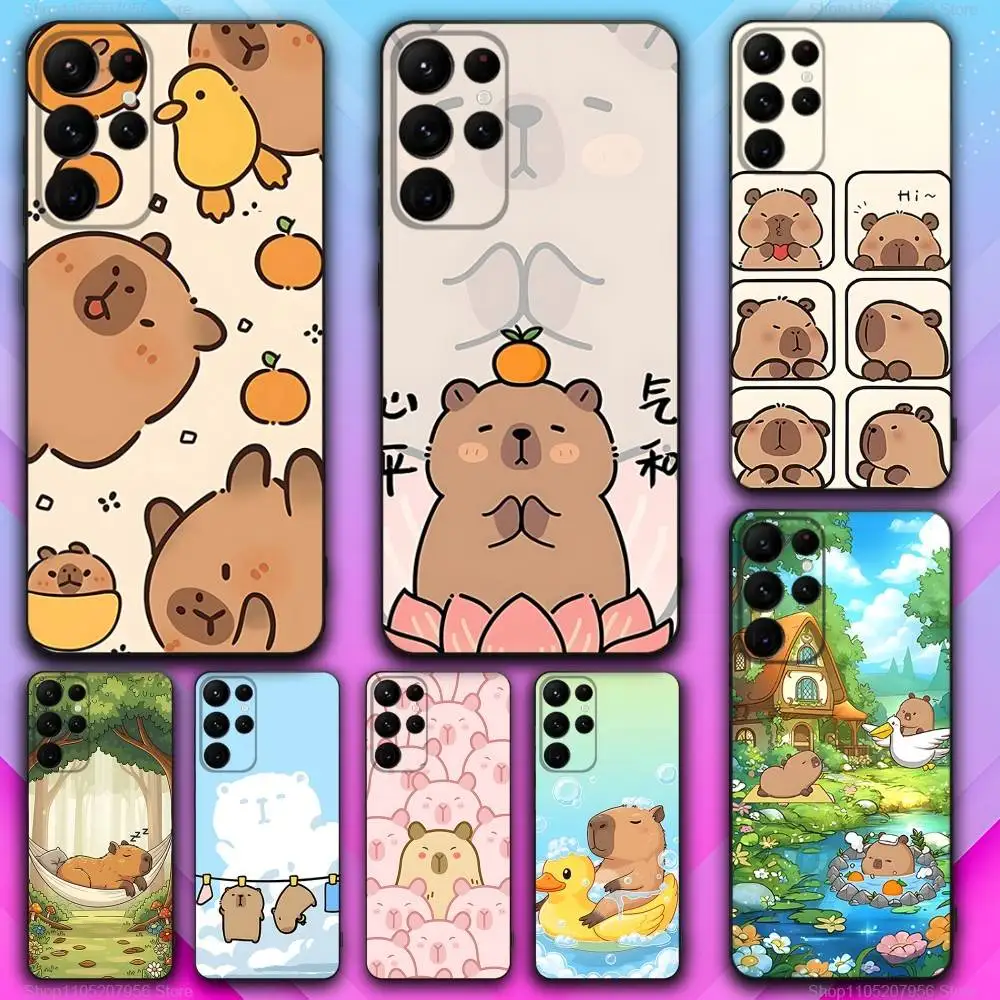

Cartoon Capybara Cute Black Soft Skin-friendly For Samsung S20,S21,S22,S23,Fe,S24,S25,S30,Lite,5G,Ultra,Plus Phone Case