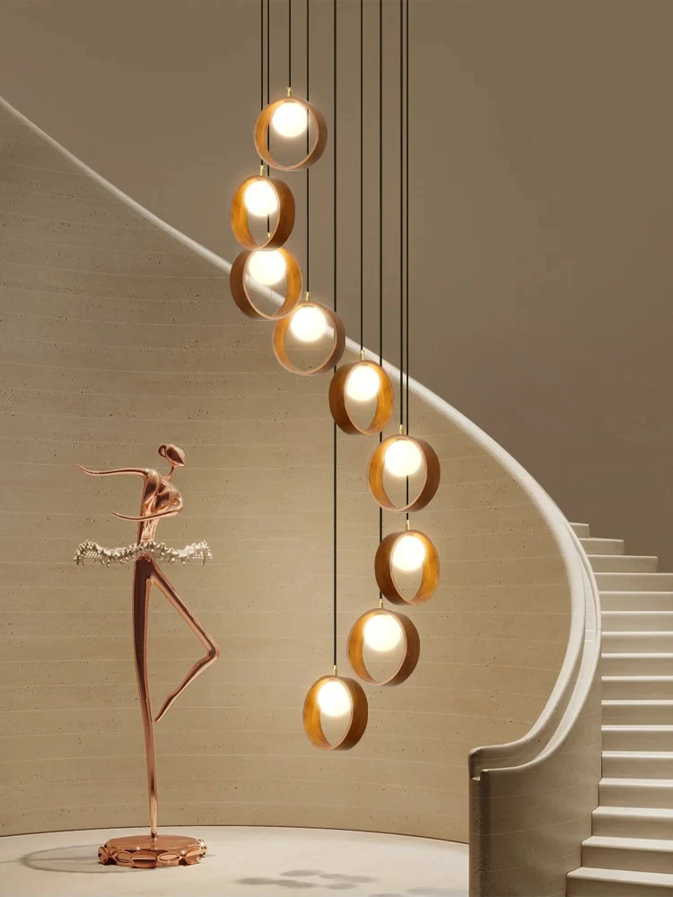 

REVEN Dimmable Pendant Light Modern Nordic Solid wood Chandelier Black Gold Glass Ceiling Lamp for Living Room Kitchen Lustre