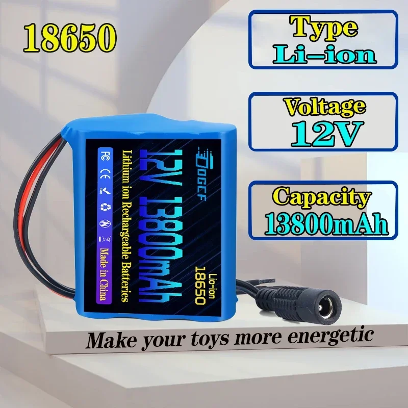 NEW 12V 13800mAh 18650 Li Ion Rechargeable Battery Pack For CCTV Camera 3A Batteey + 12.6V EU US Charger+Free Shopping