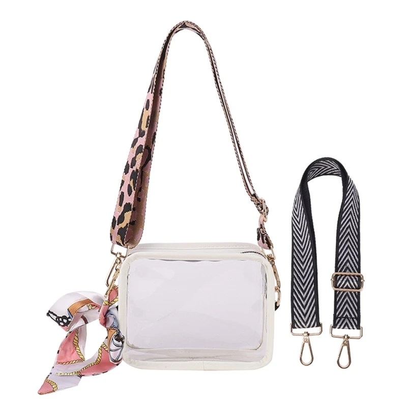 Clear Shoulder Bag Stylish PVC Handbag for Everyday Use Transparent Purse with Removable Patterned Strap