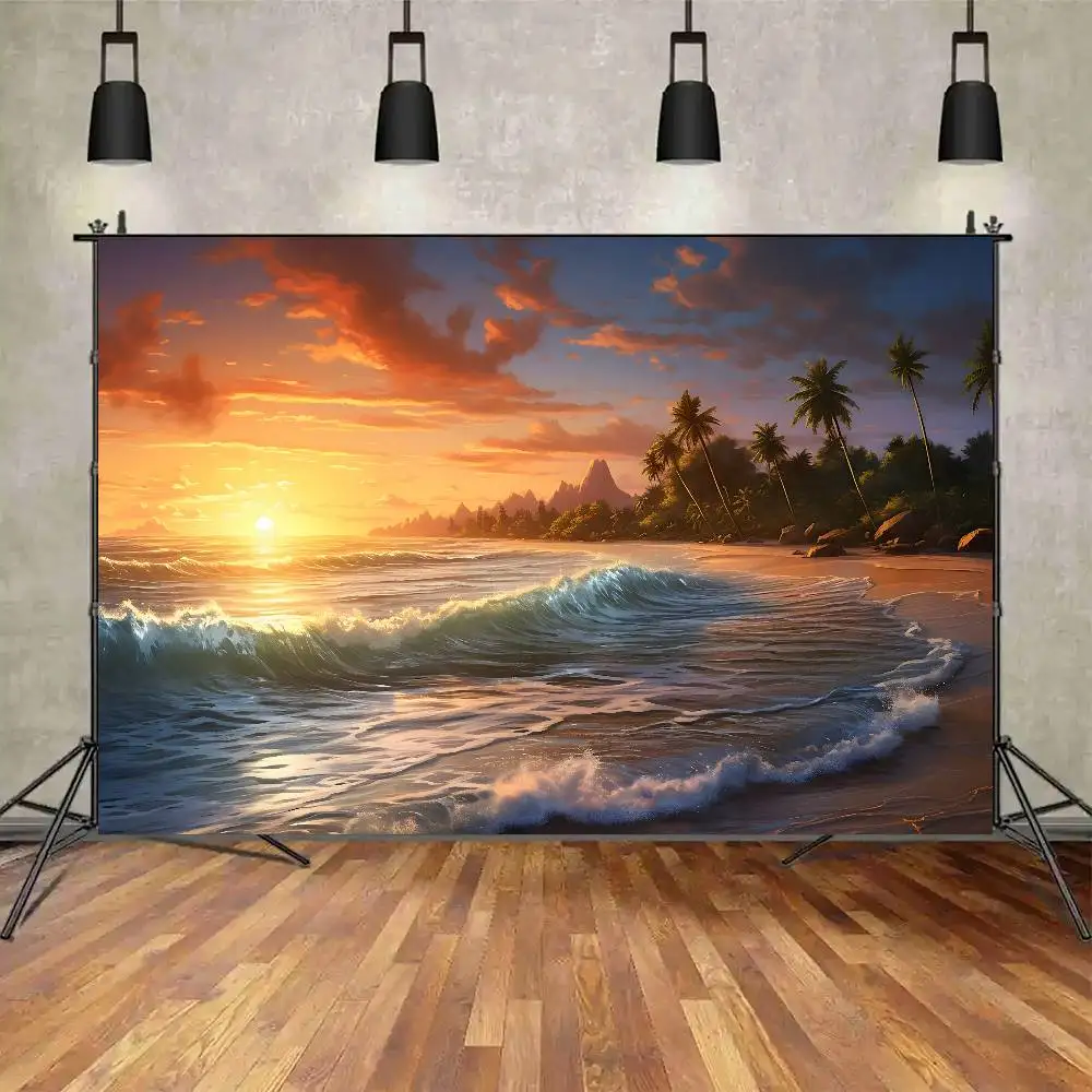 1 Stück Sonnenuntergang am Strand Farbverlauf Fotografie-Hintergrund Wandteppich Studioausrüstung Wohnungsdekoration Zubehör