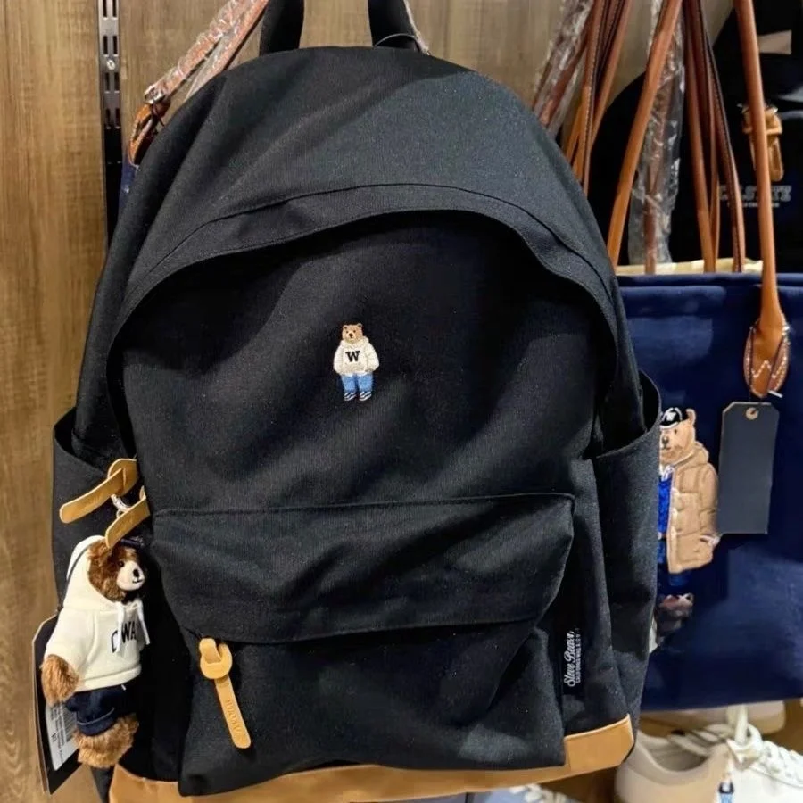 Versatile Classic Embroidered Bear School Style Backpack 25ss Commuter Style Double Layered Shoulder Bag for Men And Women
