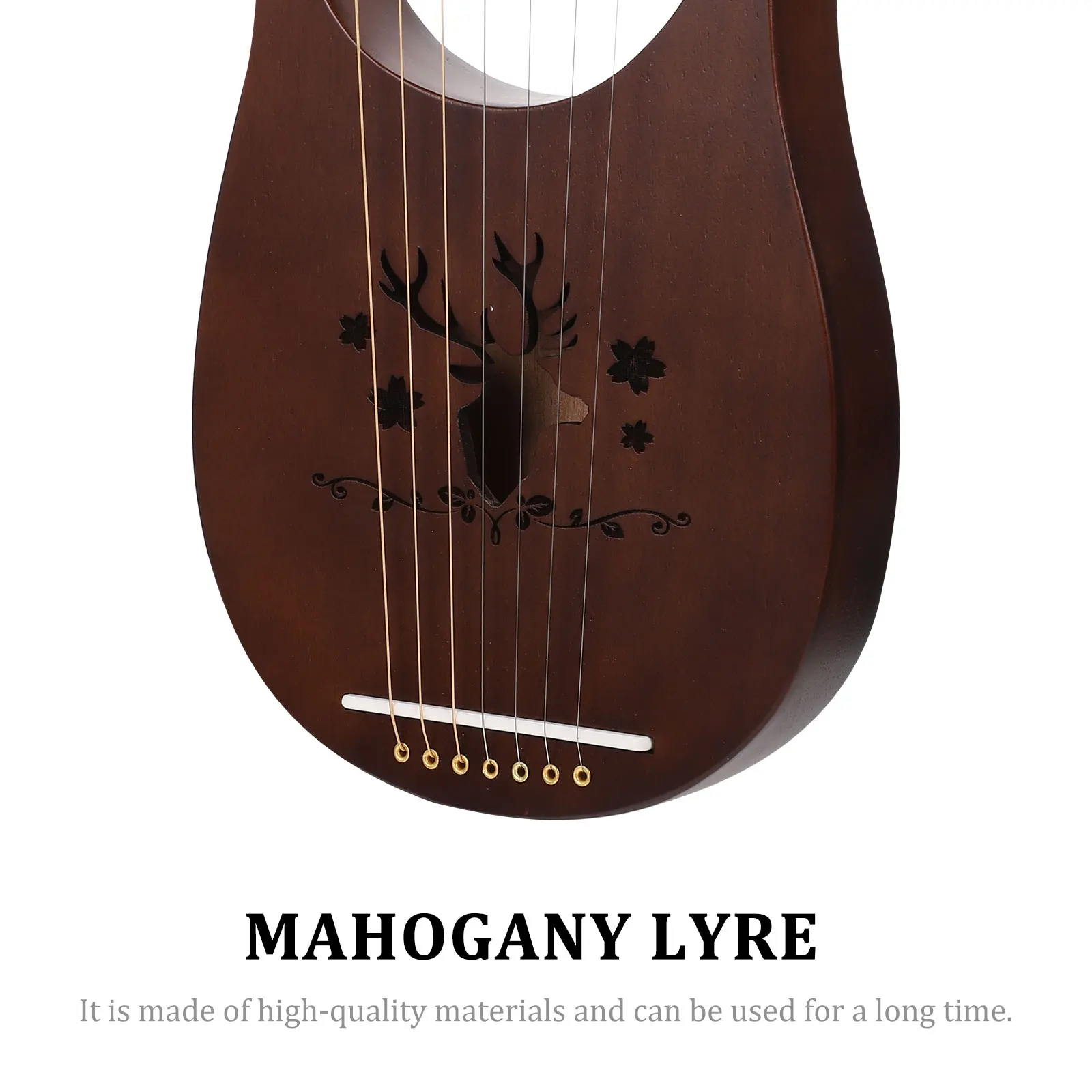 

1 set 1 Set Wooden Lyre Harp 7 String Retro Handheld String Instrument Smooth Surface Long-Lasting Quality Musical Gift For Kids