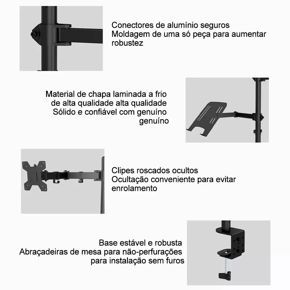 Dual Screen Laptop Stand Computer Toetsenbord Standaard Zwart Draaibare Standaard Voor 4.7Kg Gecombineerd Bureaublad Scherm