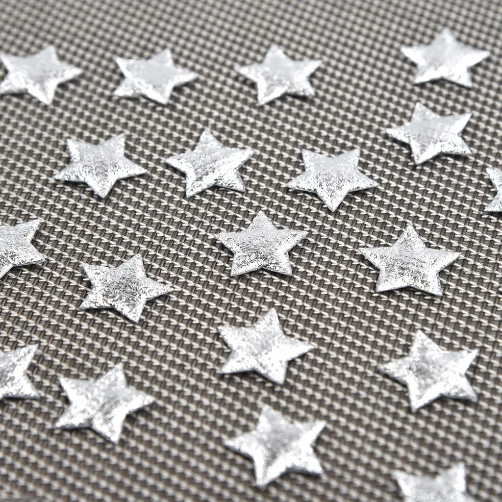 100Pcs 20mm Gold and Silver Cloth Star Applique Cloth Padded Patches for DIY Craft/Clothes/Hairpin/Wedding Party Decoration