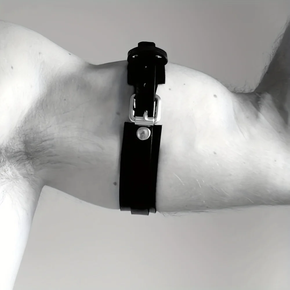 Men Sexy PU Leather Armband Fetish Gay Harness Belts Adjustable BDSM Bondage Body Cage Arm Rings Erotic Rave Cosplay Clubwear image 2