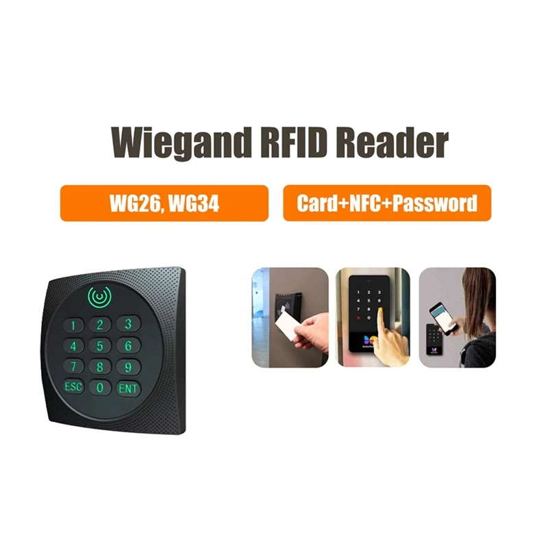 T81C KR602M Wiegand 34/26 Bit RFID Reader 13.56Mhz Mi Reader For Access Control Supports Card NFC Password With Keyboard LED