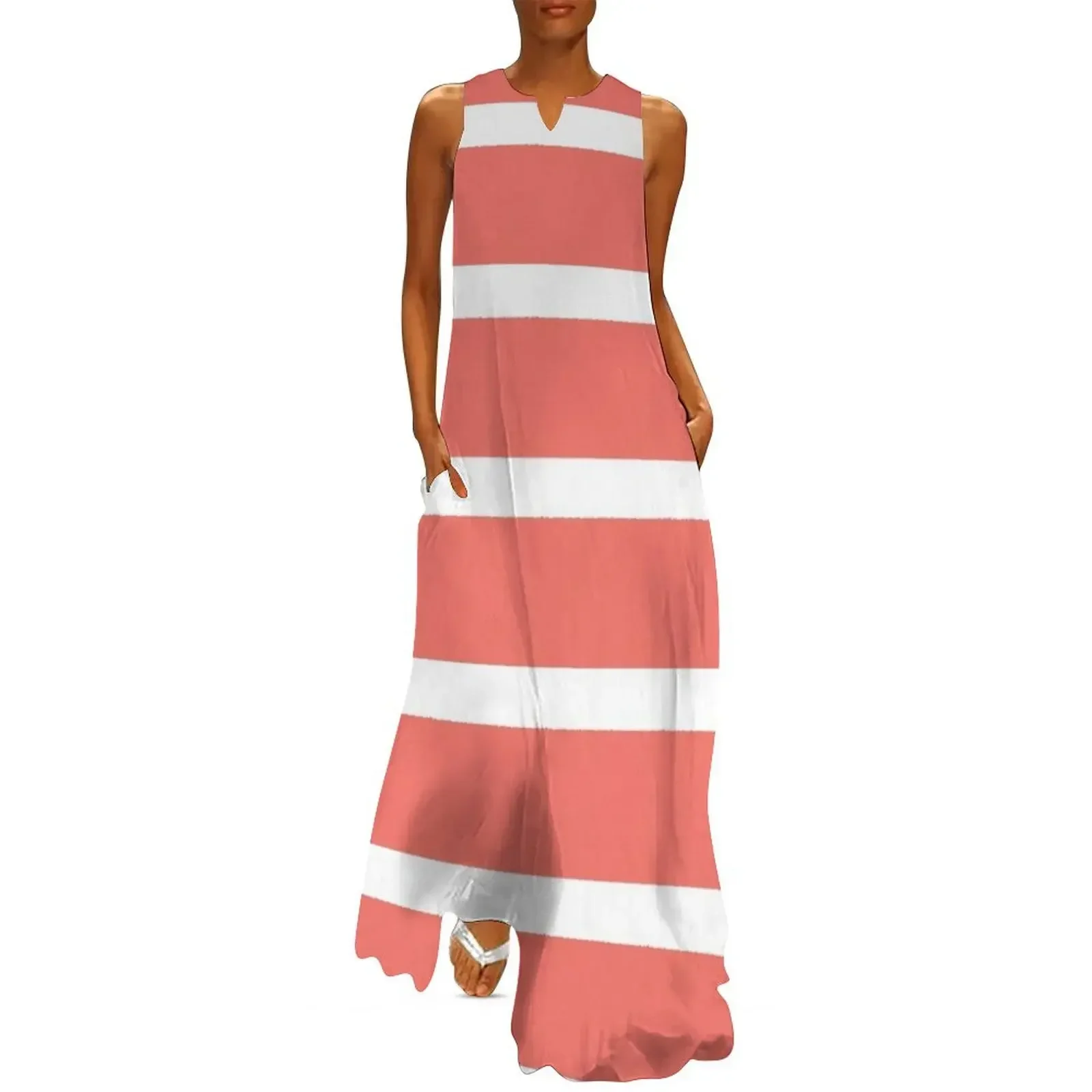 

Coral Paper Textured Color Block with White Long Dress dress dresses evening dress Woman's evening