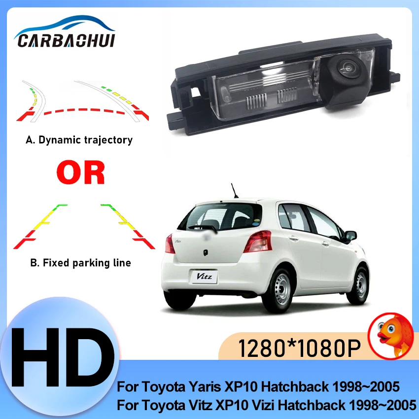 HD 1080P Car Rear View Camera Reverse Vehicle Monitor For Toyota Yaris Vitz XP10 Vizi Hatchback 1998~2005 Dynamic trajectory