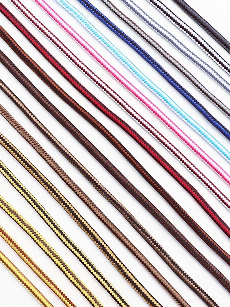 New Striped Double Color round Shoelaces for Outdoor Hiking Leisure Boots Sneakers Casual Shoe Lace Accessories