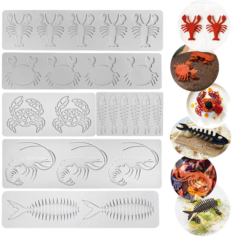 Lobster Crab Fishbone Animal Shape Silicone Cake Lace Mold Butterfly  Swan Cake Decorating Tool DIY French Dessert Baking Tool