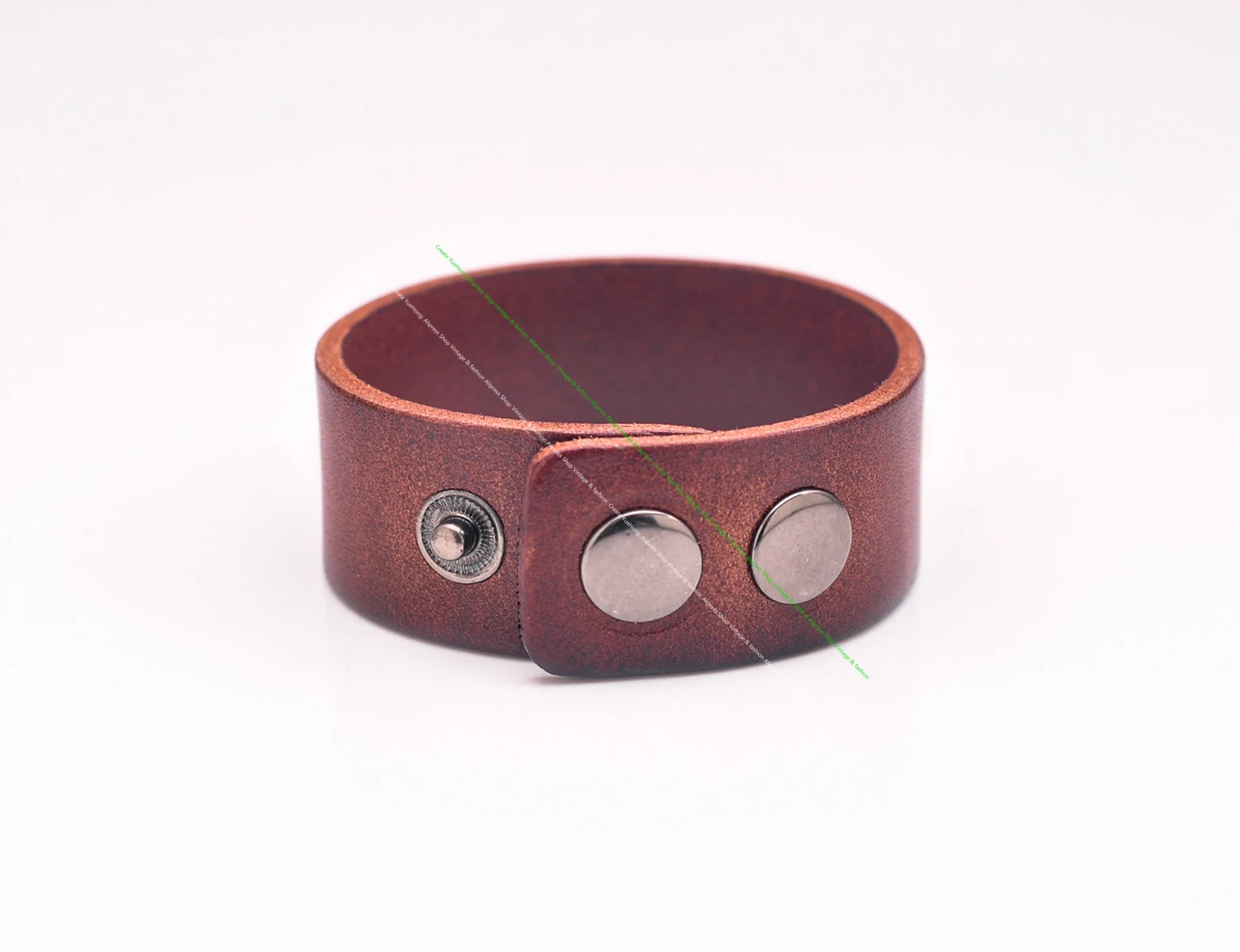2.5cm Band Width G601 Dark Brown Simply Stylish Single Wrap Genuine Leather Bracelet Wristband Men\'s