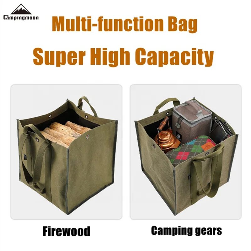 كبيرة الحجم قماش الحطب الخشب الناقل حقيبة سجل تخزين التخييم في الهواء الطلق حامل دائم حقيبة حمل مع مقابض مزدوجة
