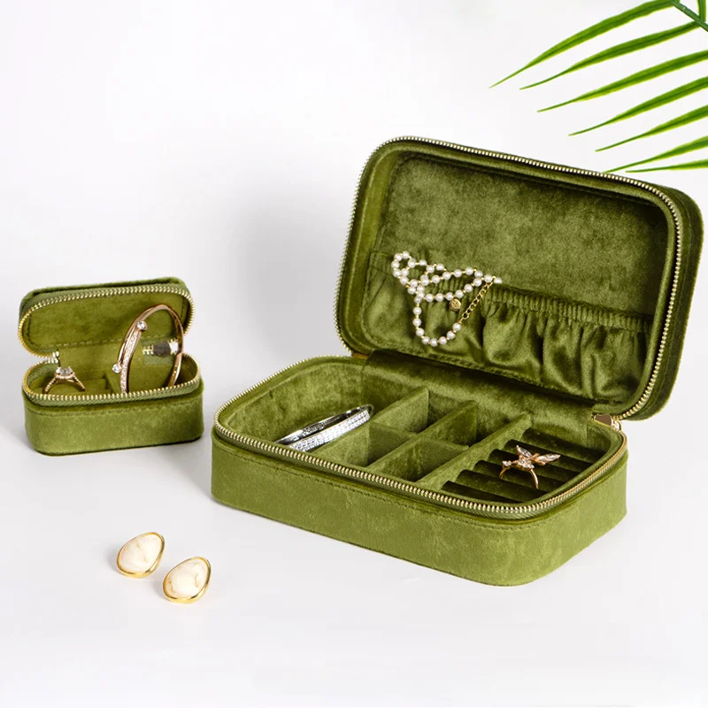 Portable Storage Organizer Retangle Jewelry Box Earring Holder Display Travel Jewelry Case Zipper Travel Case