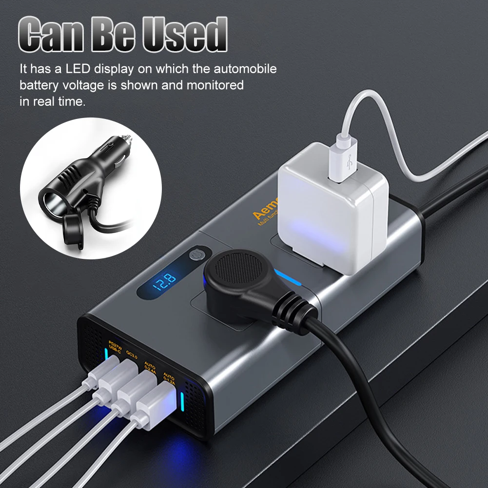 

Aemeku car inverter 200W cigarette lighter super fast charging USB power converter socket PD charger