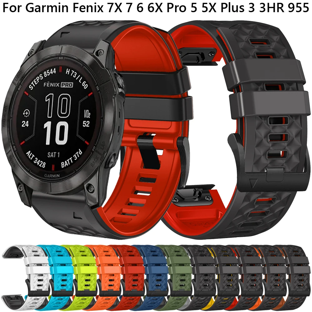 

Силиконовый ремешок для наручных часов, браслет для часов Garmin Fenix 7X 7 6X 6 Pro 5X 5 Plus 3HR 955 945 26 мм 22 мм, ремешок для часов Epix Gen 2 MK2