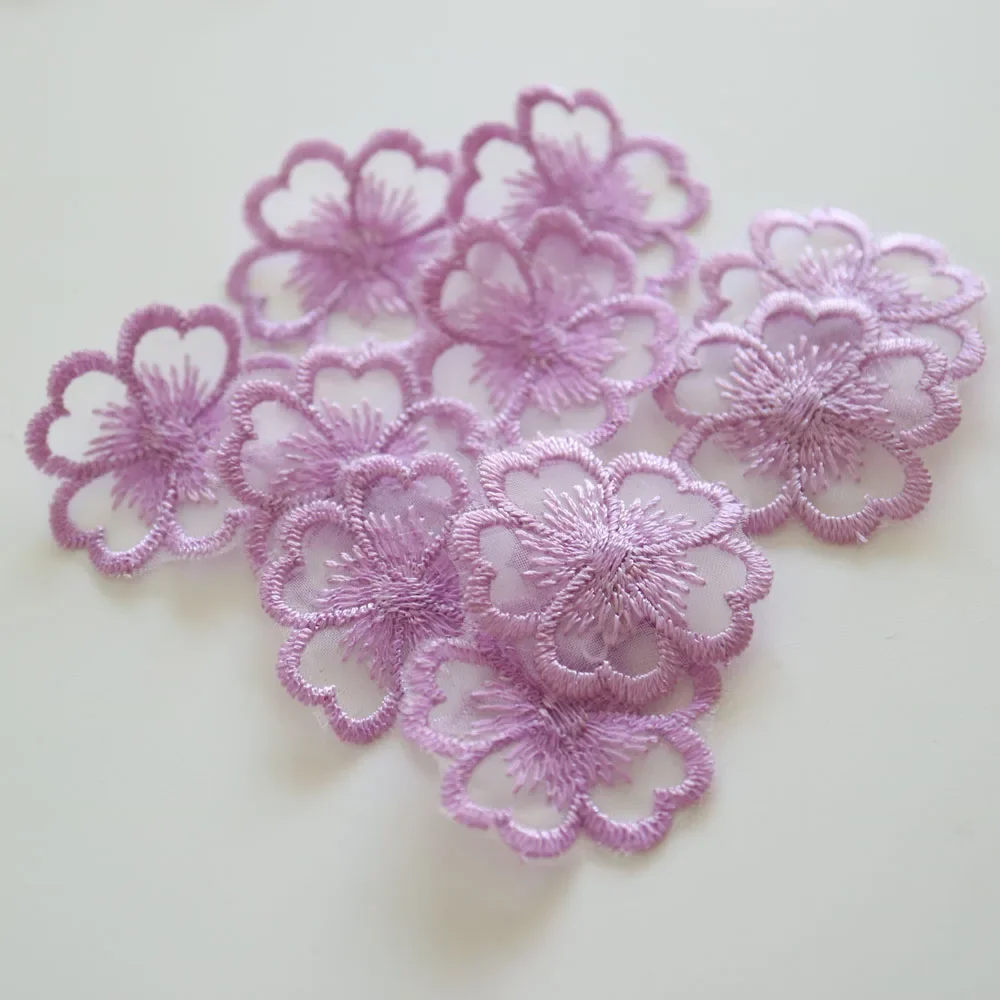 10pc/lot 3cm flower embroidery patches for clothing DIY embroidered parches appliques for wedding dresses decoration parch ropa