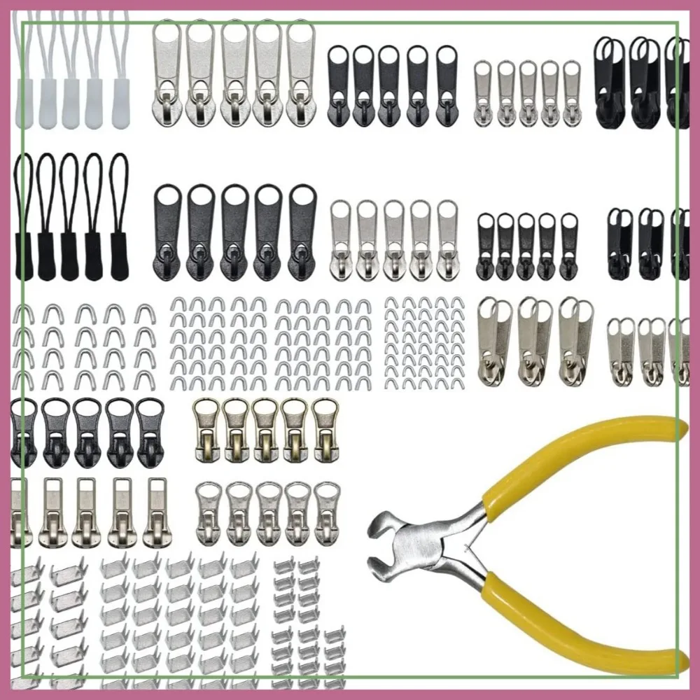 

253Pcs Zipper Repair Kit with Pliers Tool and Extension Pulls for Bags Jackets Tents Luggage Backpacks