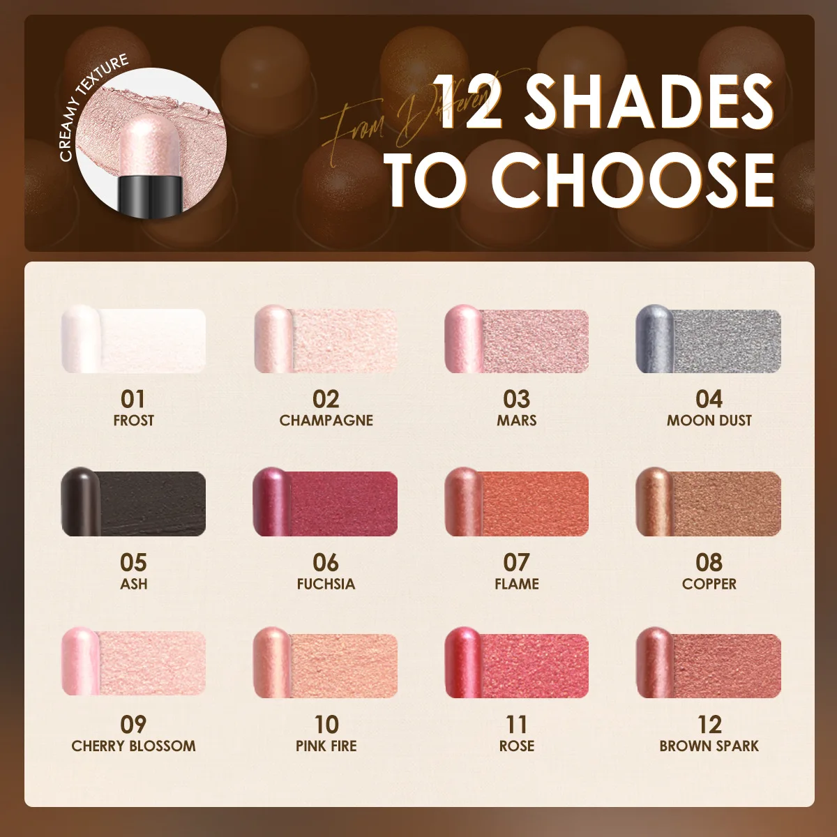 عصا ظلال عيون طويلة الأدوات من فوكالور تدوم طويلاً للمبتدئين، ظلال عيون متعددة الوظائف لامعة ونمطية #3