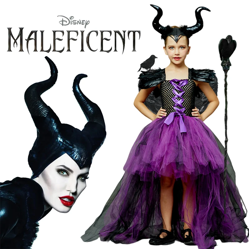 

2024 Maleficent Dress Girl Halloween Costume for Kids Maleficent Cosplay Costumes Children Halloween Party Clothing Costume