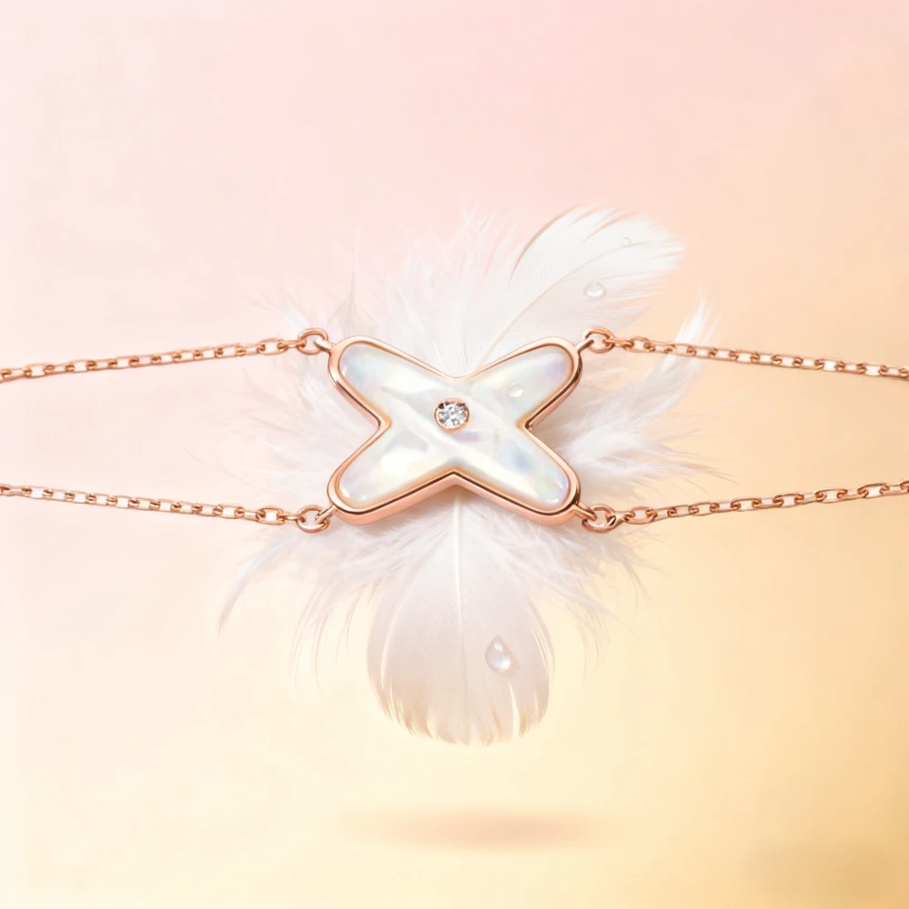 

2025 New Elegant accessories Pulsera de oro rosa Fritillaria, Nacarado, Cadena de Collar, Lujo Qixi Gift