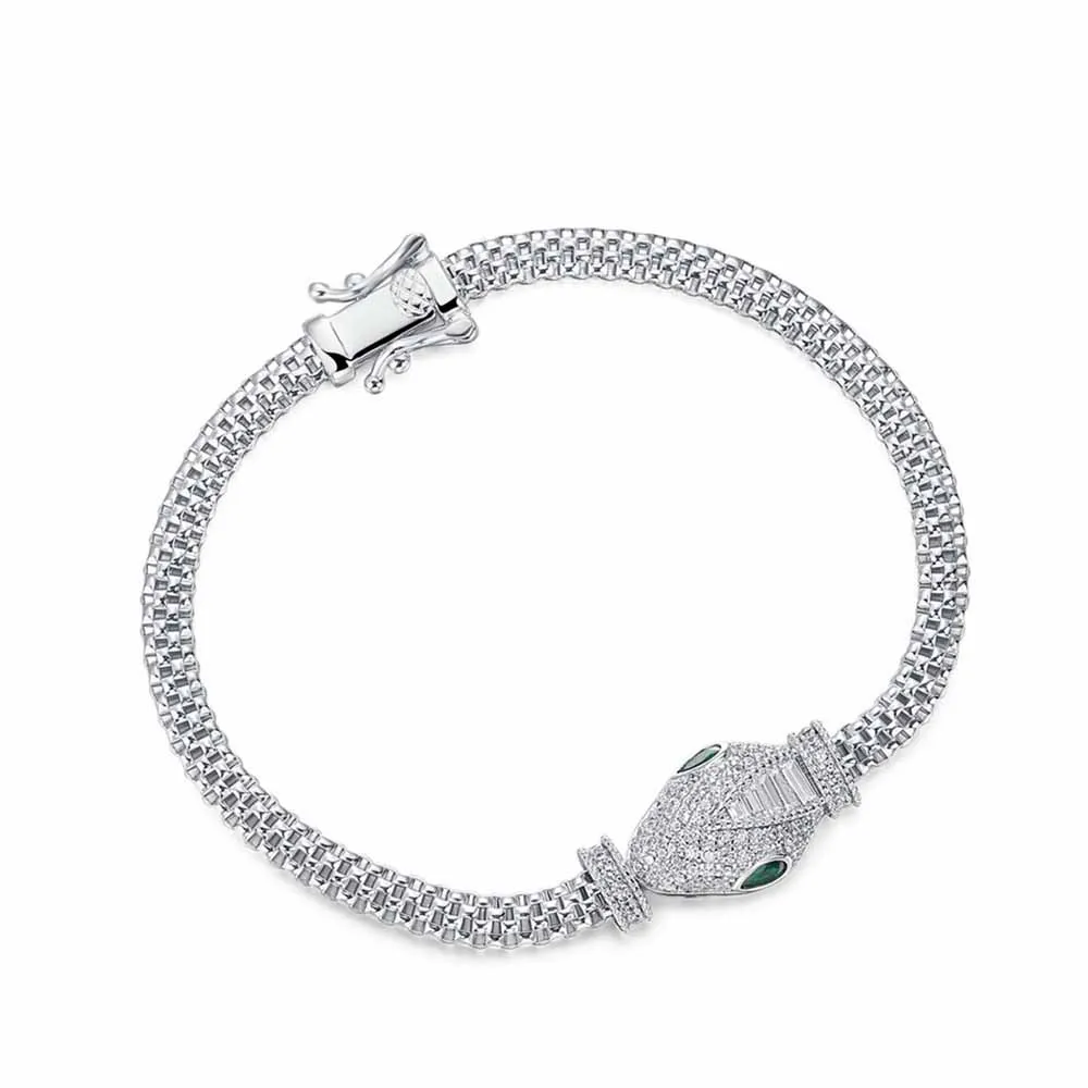 

ALLNOEL 925 Sterling Silver Bracelet For Women 18cm Hollow Snake Head Animal Shape Charm Temperament Birthday Gifts Punk Jewelry