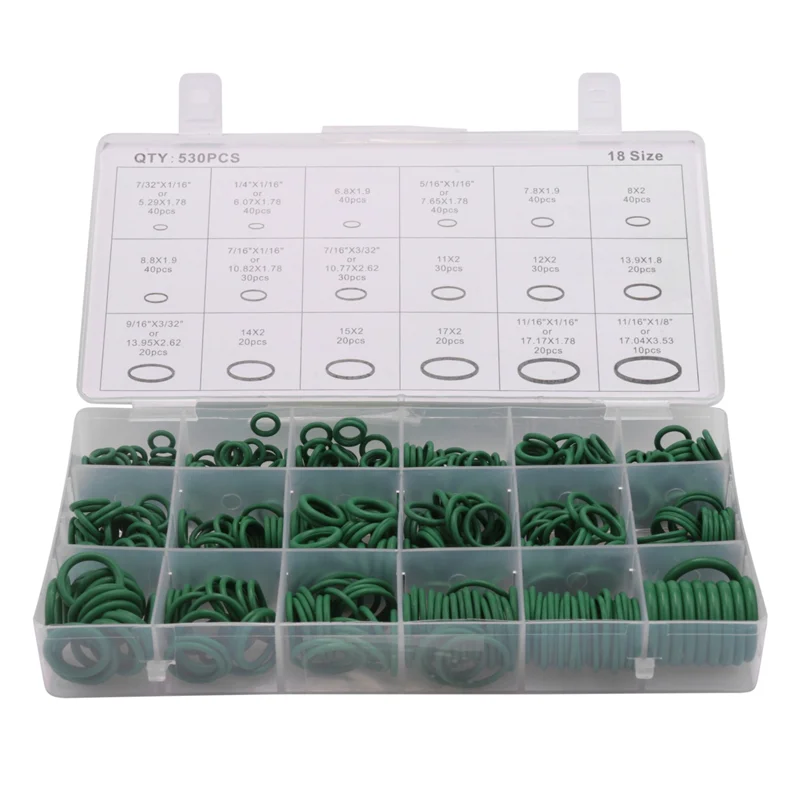 530Pcs Car R134A Car O-Ring Repair Automotive Air Conditioning Repair Rubber Sealant Box Set