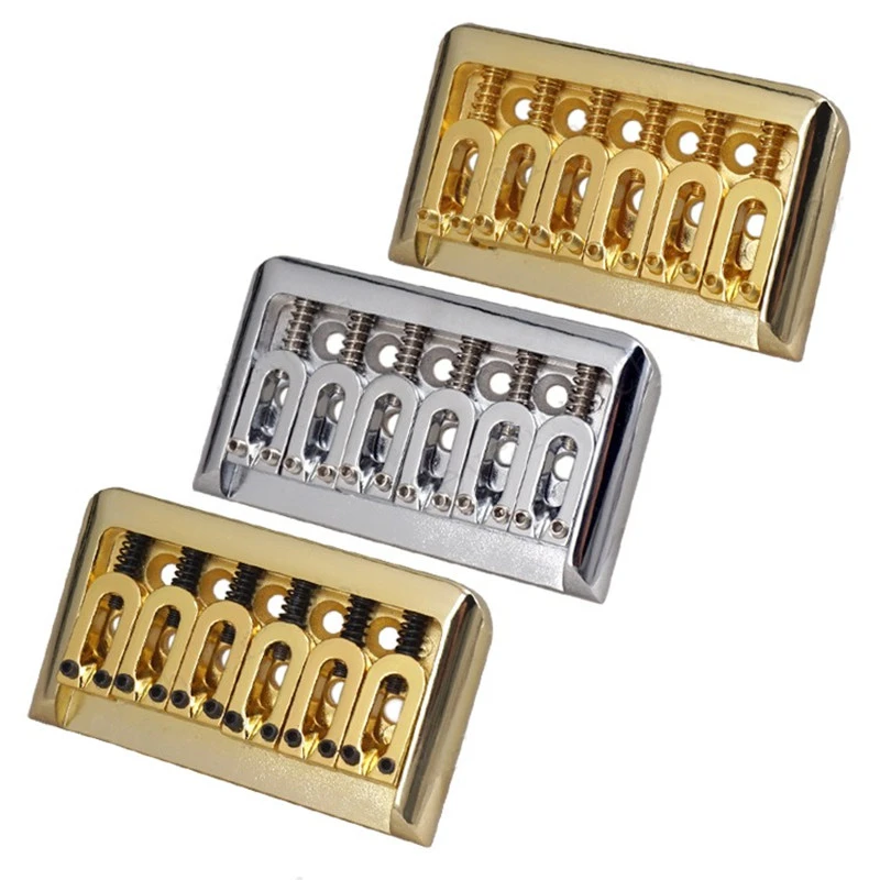 1 Set 6 Saiten Gold Silber E-Gitarren-Brücke Top-Load-Sattel Hardtail 76MM Musikinstrument-Zubehörteile – Detail 1