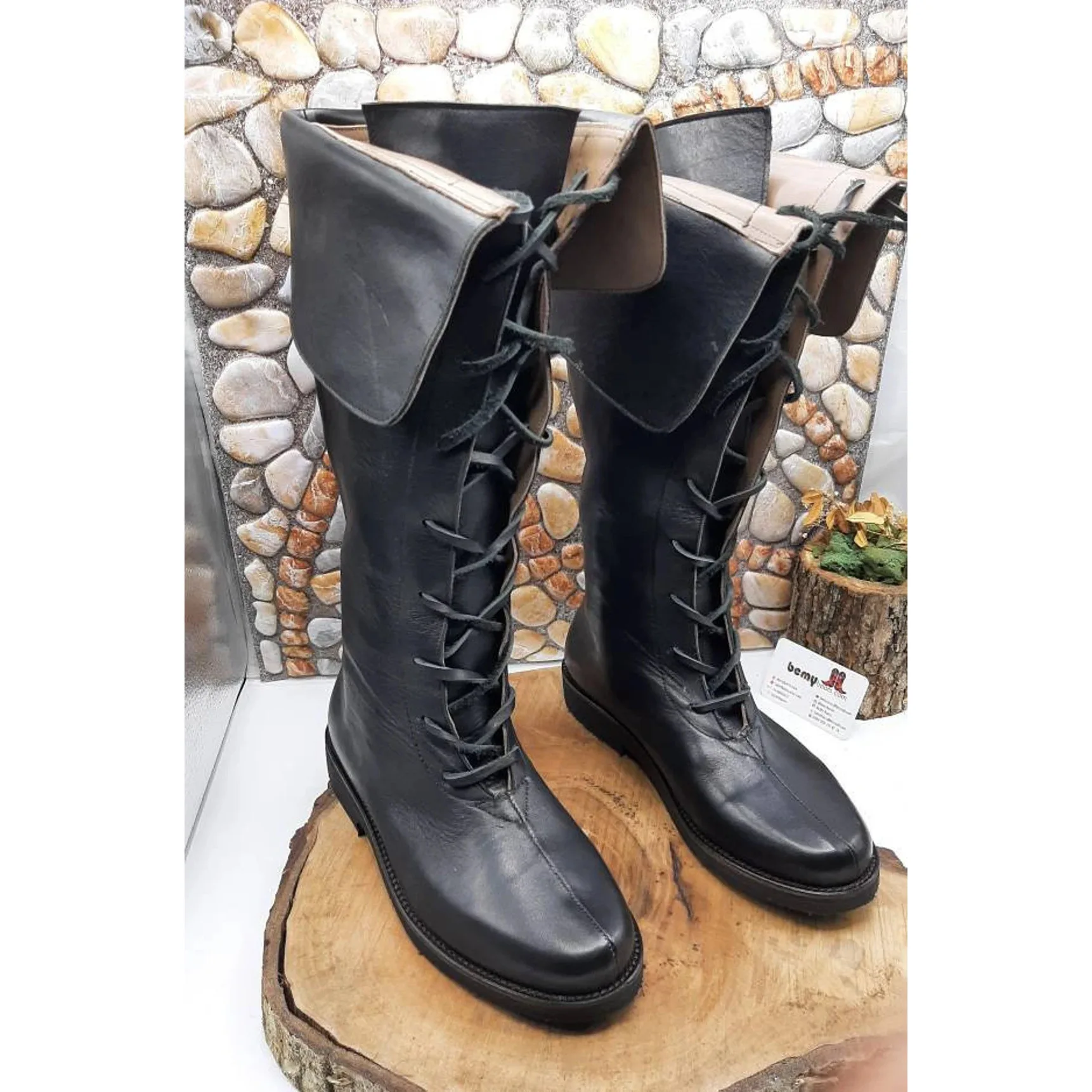 Mittelalterliche Herren Gothic Piratenstiefel Erwachsenen-Accessoire Halloween Cosplay Schuhwerk Stiefel Steampunk Ritter Schnürschuhe – Detail 10