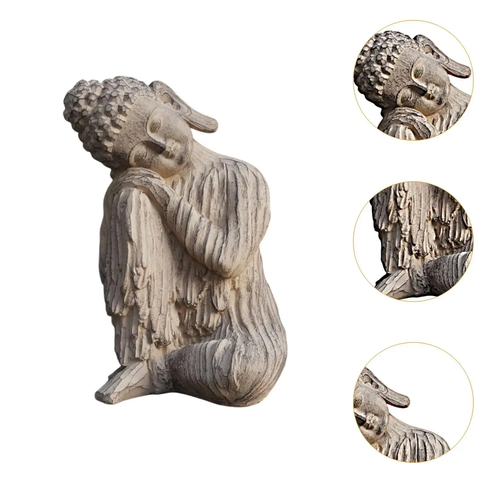 Buddha Resin Figurine Collectible Statue for Feng Shui Decor Home Office Desk Shelf Cabinet Indoor Outdoor Garden Patio Porch