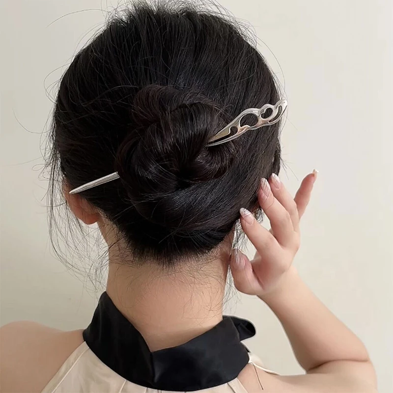 New Hanfu Pure Silver Hairpin Chinese Hairpin Japanese Hairpin Women's Handmade Hairpin Jewelry (Cool Style)